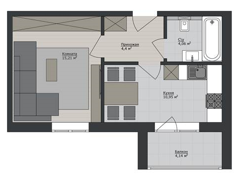 1-кімнатна 38.76 м² в ЖК Річковий квартал від 12 800 грн/м², Харків