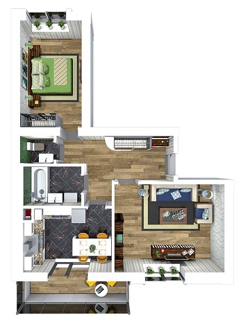 2-комнатная 55.73 м² в ЖК Сакура от 14 700 грн/м², с. Крюковщина