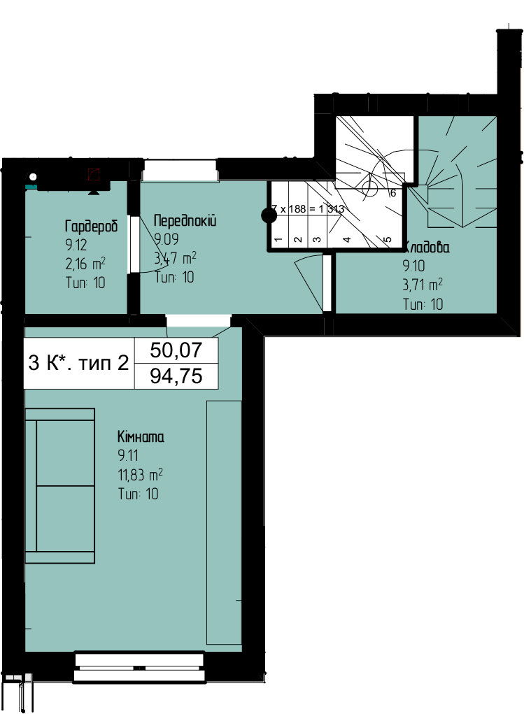 5+ комнат 94.75 м² в ЖК Сакура от 15 200 грн/м², с. Крюковщина