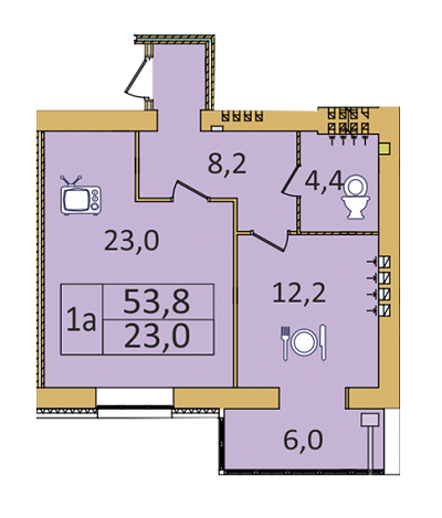 1-комнатная 53.8 м² в ЖК Семейный от застройщика, Днепр