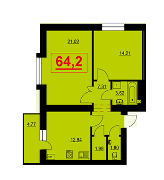 2-кімнатна 64.2 м² в ЖК Сонячний від забудовника, Івано-Франківськ
