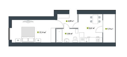 1-комнатная 35.14 м² в ЖК Idilika от 21 850 грн/м², г. Буча