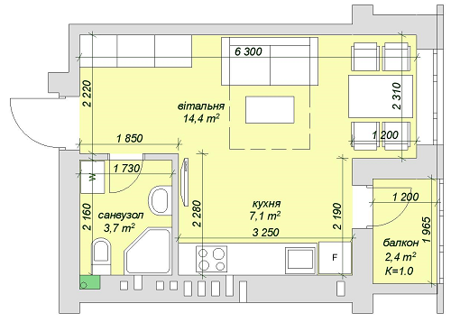 1-комнатная 27.6 м² в ЖК Софиевский пассаж от 20 640 грн/м², с. Софиевская Борщаговка