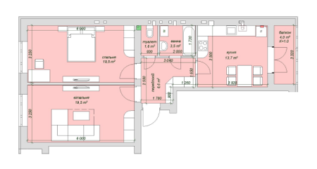 2-комнатная 68.4 м² в ЖК Софиевский пассаж от застройщика, с. Софиевская Борщаговка