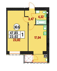 1-комнатная 47.85 м² в ЖК на Староконстантиновском шоссе, 20/6 от застройщика, Хмельницкий