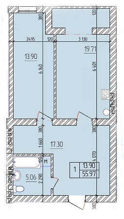 1-кімнатна 55.97 м² в ЖК Будинок №20 від 9 180 грн/м², м. Васильків