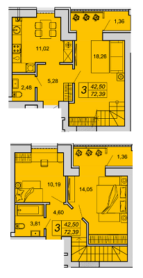 3-комнатная 72.39 м² в ЖК Супернова от застройщика, Луцк