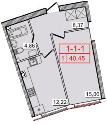 1-кімнатна 40.45 м² в ЖК Тридцять шоста перлина від 24 170 грн/м², Одеса