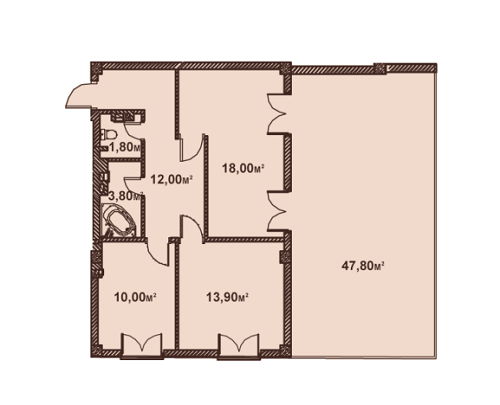 2-комнатная 73.54 м² в ЖК Феличита от 36 500 грн/м², Харьков