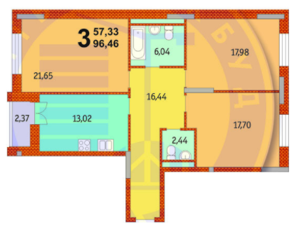 3-кімнатна 96.46 м² в ЖК Французький квартал від 45 540 грн/м², Київ