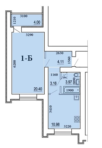 1-кімнатна 46.62 м² в ЖК Чабани від 15 000 грн/м², смт Чабани