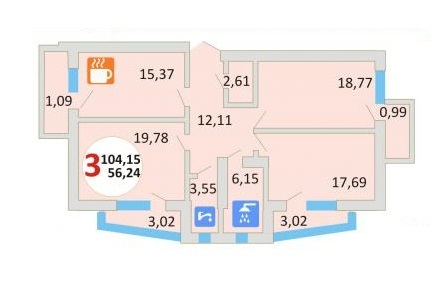 3-кімнатна 104.15 м² в ЖК Еко-дім на Стрийській від забудовника, Львів