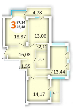 3-кімнатна 87.14 м² в ЖК Еко-дім на вул. Орна від забудовника, Львів