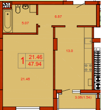 1-комнатная 47.94 м² в ЖК Энди Ворхол от застройщика, Львов