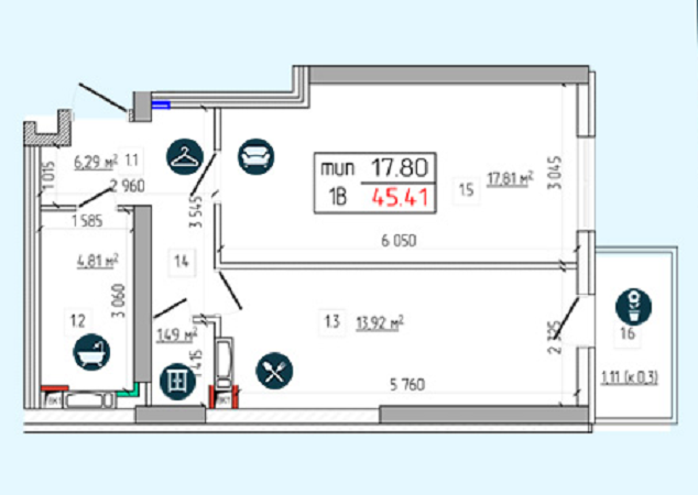 1-комнатная 45.41 м² в ЖК Южный квартал от 10 410 грн/м², Киев