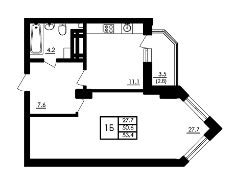 1-кімнатна 53.4 м² в ЖК Бурштиновий від 13 980 грн/м², с. Ілічанка