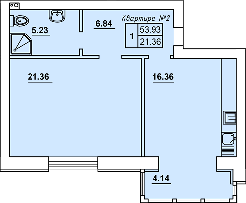 1-кімнатна 53.93 м² в ЖК Almond Apartments від забудовника, с. Гатне