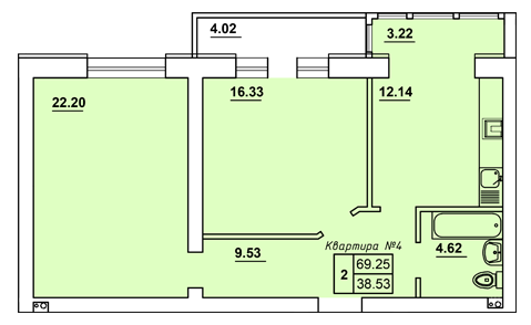 2-кімнатна 69.25 м² в ЖК Almond Apartments від забудовника, с. Гатне
