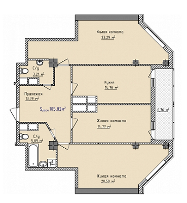 3-кімнатна 105.8 м² в ЖК Aqua Marine від 17 600 грн/м², Одеса