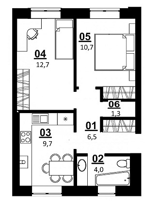 2-кімнатна 44.9 м² в ЖК Білий Шоколад.Center від 10 320 грн/м², с. Білогородка