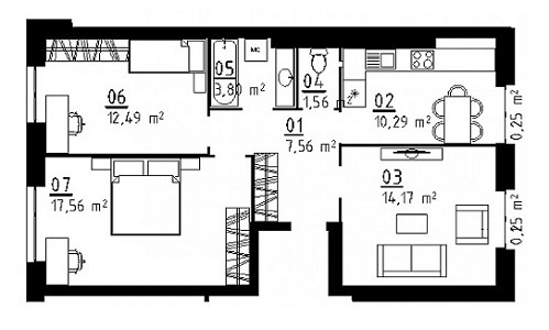 3-кімнатна 67.93 м² в ЖК Білий Шоколад.Center від 11 000 грн/м², с. Білогородка