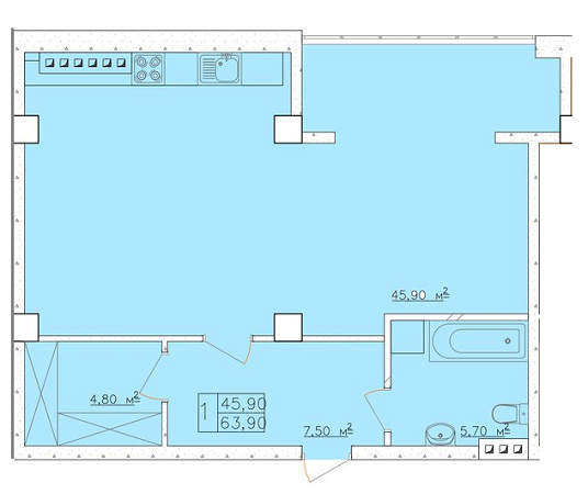 1-кімнатна 63.9 м² в ЖК Club Marine від 18 200 грн/м², Одеса
