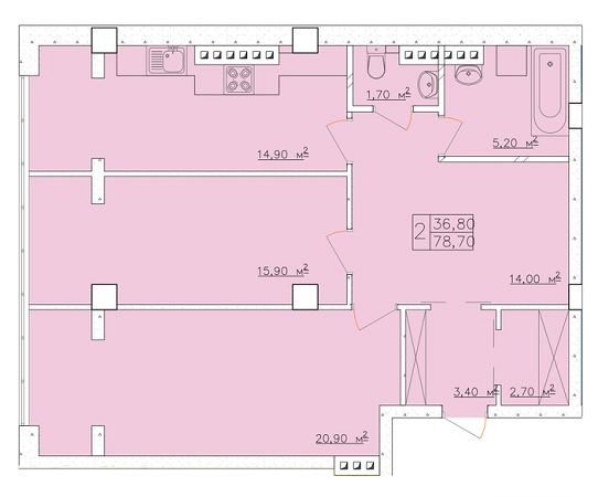 2-кімнатна 78.7 м² в ЖК Club Marine від 21 973 грн/м², Одеса