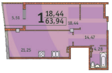 1-кімнатна 63.94 м² в ЖК Costa fontana від 39 210 грн/м², Одеса