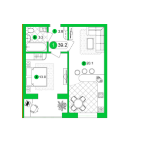 1-кімнатна 39.2 м² в ЖК Franko Smart House від забудовника, Івано-Франківськ