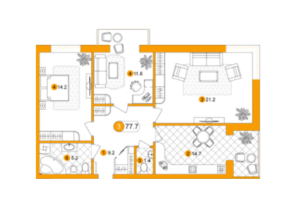 3-кімнатна 77.7 м² в ЖК Franko Smart House від забудовника, Івано-Франківськ