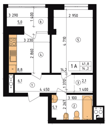 1-комнатная 41.8 м² в ЖК Henesi House от 18 500 грн/м², Киев