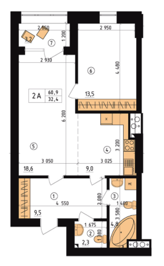 2-кімнатна 60.9 м² в ЖК Henesi House від 17 580 грн/м², Київ