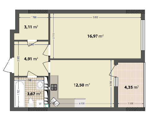 1-кімнатна 45.52 м² в ЖК IL Patio від 18 000 грн/м², Київ