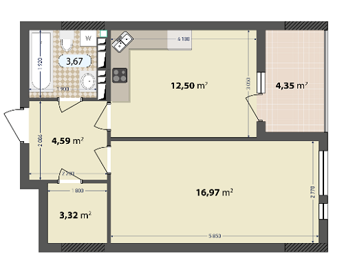 1-кімнатна 45.4 м² в ЖК IL Patio від 18 000 грн/м², Київ