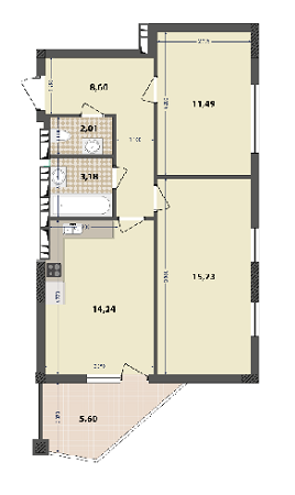 2-кімнатна 56.93 м² в ЖК IL Patio від 18 000 грн/м², Київ