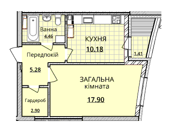1-кімнатна 41.42 м² в ЖК ObolonSky від забудовника, Київ