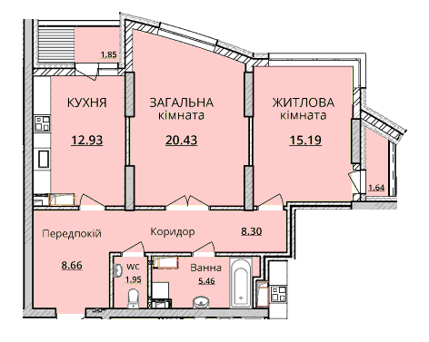 2-кімнатна 74.47 м² в ЖК ObolonSky від забудовника, Київ