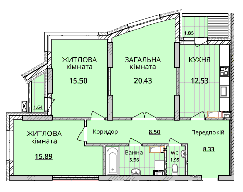 3-кімнатна 90.25 м² в ЖК ObolonSky від забудовника, Київ