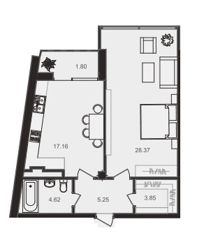 1-кімнатна 61.05 м² в ЖК Perfect Loft 47 від 38 080 грн/м², Львів