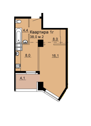 1-комнатная 38 м² в ЖК SkyCity от застройщика, Днепр