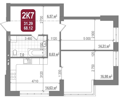 2-комнатная 68.12 м² в КД Татарский от застройщика, Киев