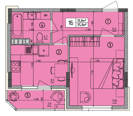1-кімнатна 35.8 м² в КБ Тиха гавань від забудовника, Київ