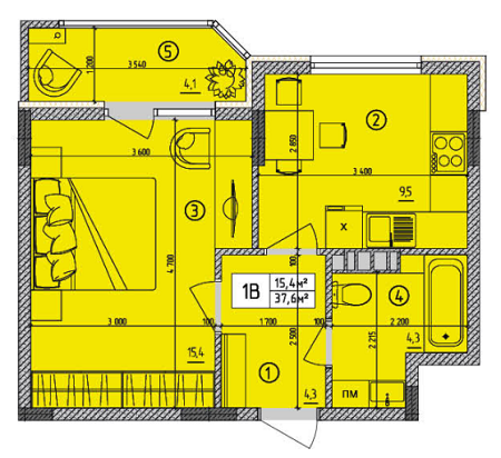 1-кімнатна 37.6 м² в КБ Тиха гавань від забудовника, Київ