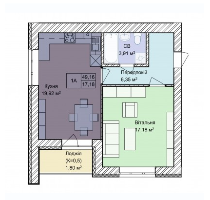 1-кімнатна 49.16 м² в ЖК Гостомель Residence від 19 800 грн/м², смт Гостомель