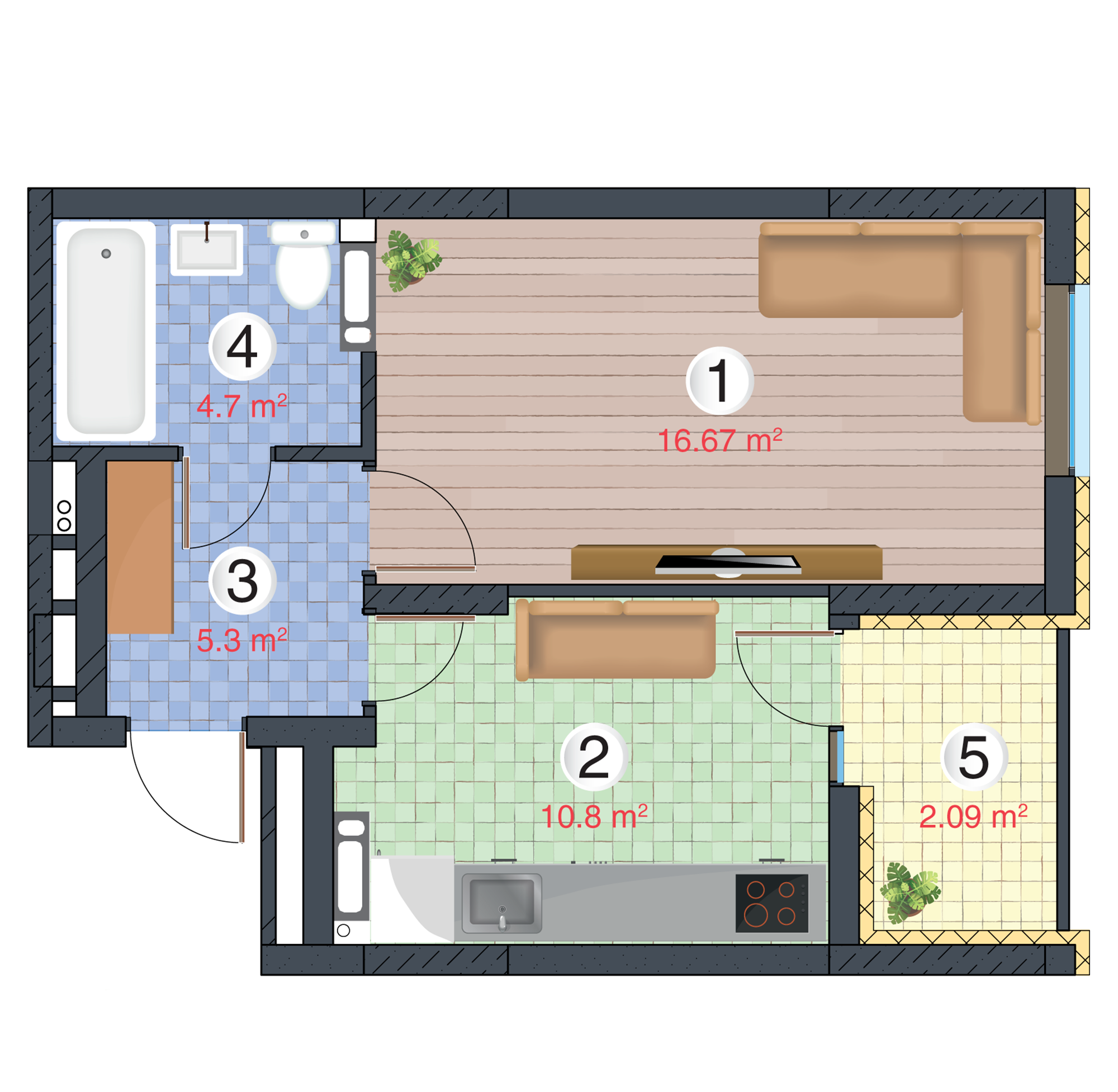 1-кімнатна 39.56 м² в ЖК Orange City від 16 200 грн/м², Київ