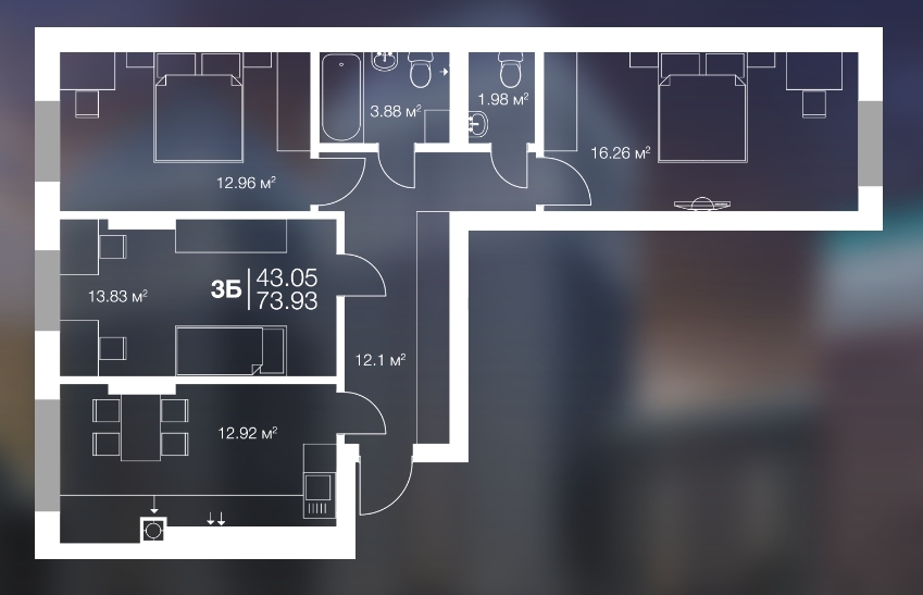 3-кімнатна 73.93 м² в ЖК Irpin City від забудовника, м. Ірпінь