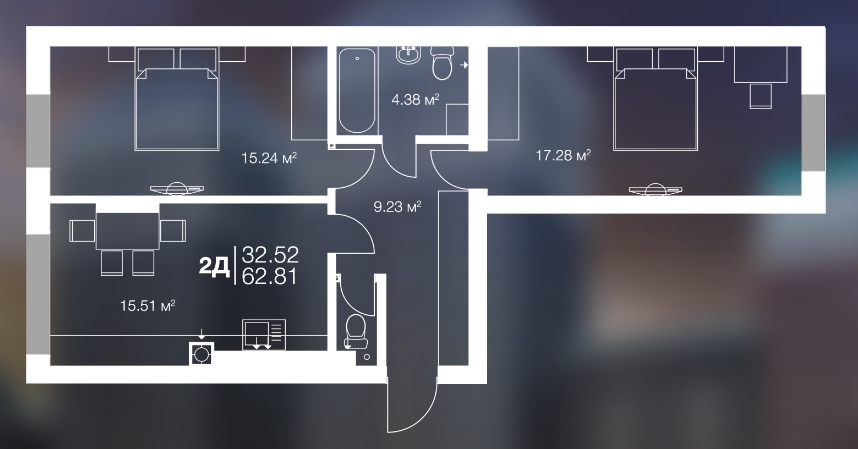 2-кімнатна 62.81 м² в ЖК Irpin City від забудовника, м. Ірпінь