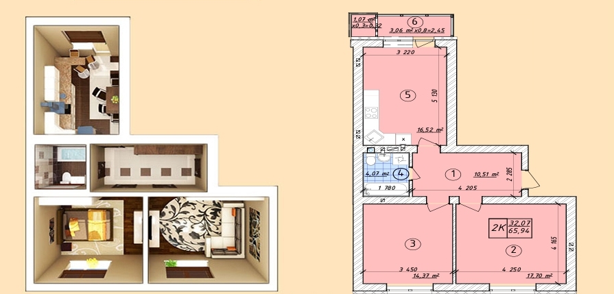 2-кімнатна 65.94 м² в ЖК Власна квартира від 32 000 грн/м², Київ