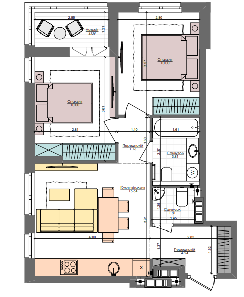 2-кімнатна 50.3 м² в ЖК Файна Таун від 40 300 грн/м², Київ