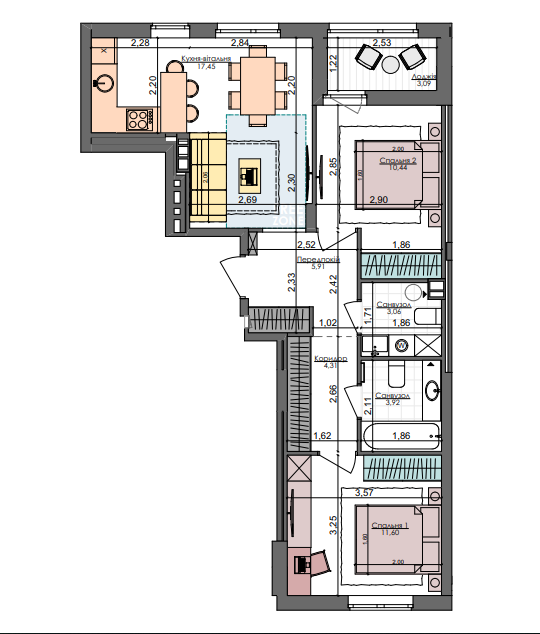 2-кімнатна 58.02 м² в ЖК Файна Таун від 40 300 грн/м², Київ